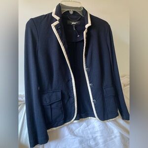 Rag & Bone - soft navy classic tailored blazer with white piping